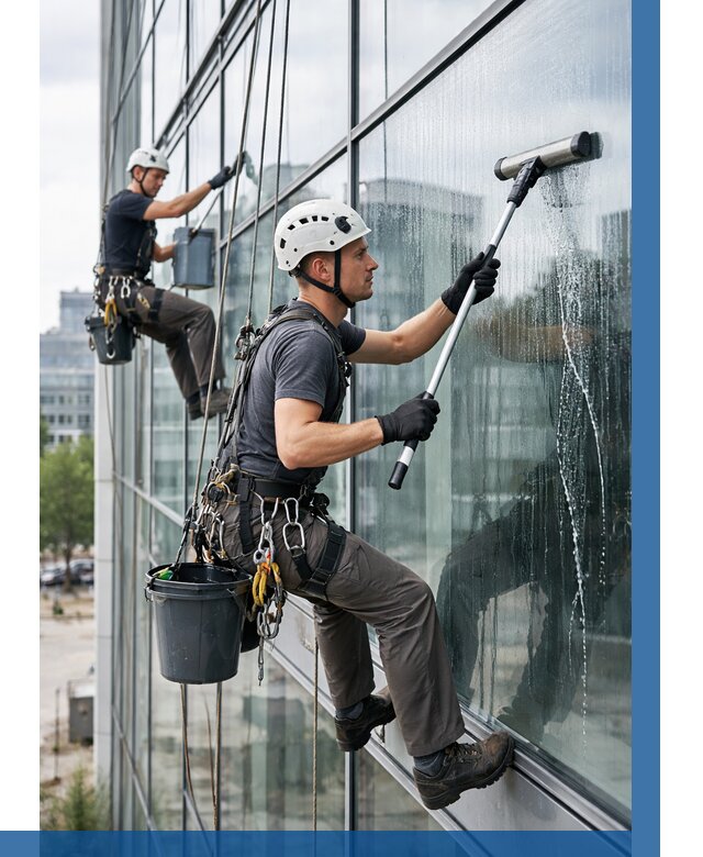 Мойка витражей альпинистами в Асбесте от 707 р. под ключ|ВЫСОТНИК-Сбс