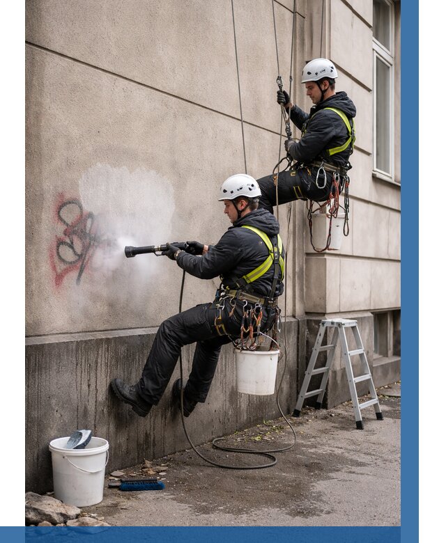 Удаление граффити с фасада в Асбесте от 4548 р. | ВЫСОТНИК-Сбс