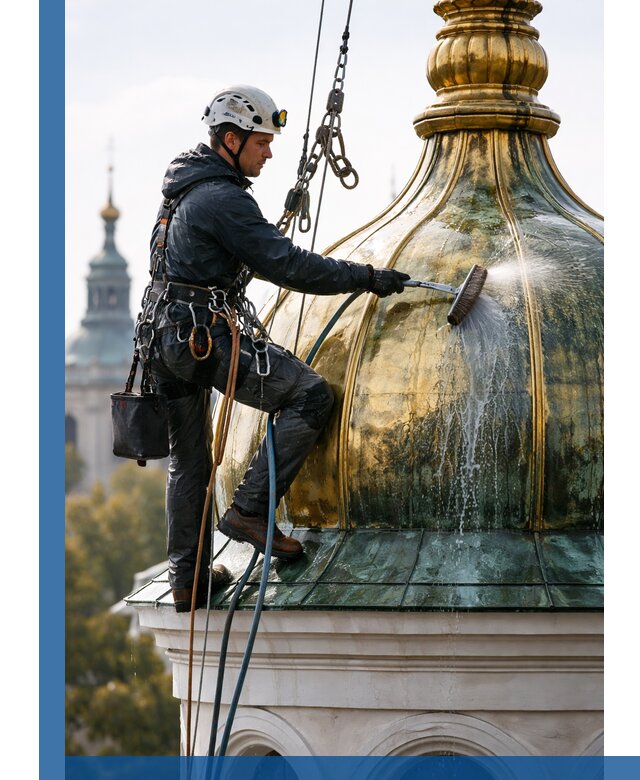 Профессиональная мойка куполов и шпилей высотными альпинистами в Асбесте