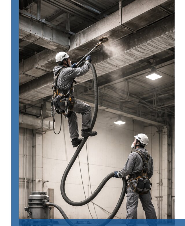 Обеспыливание потолочных конструкций в Асбесте промышленным альпинизмом