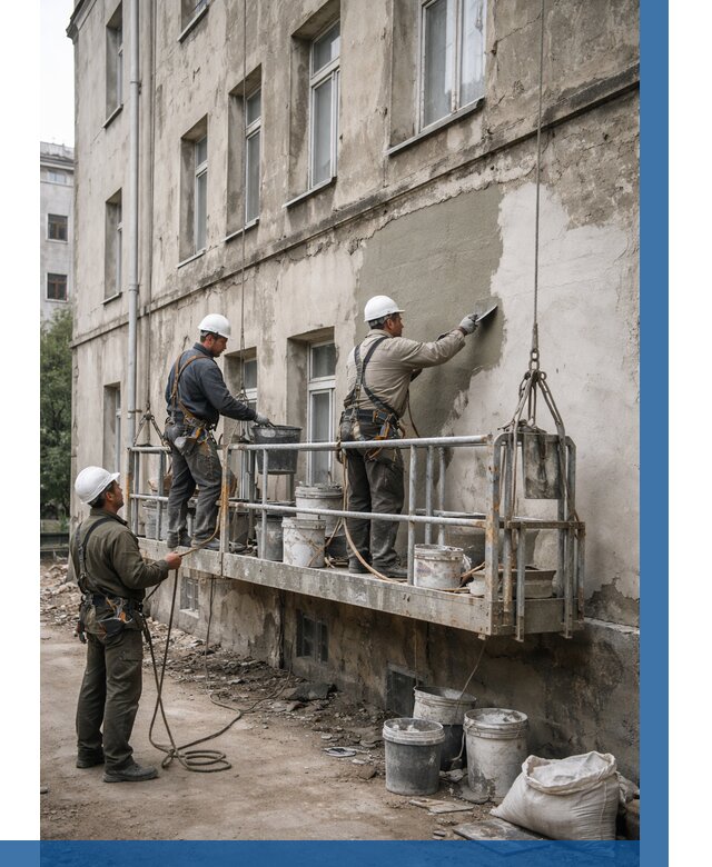 Капитальный ремонт фасада в Асбесте от 4245 р. | ВЫСОТНИК-Сбс