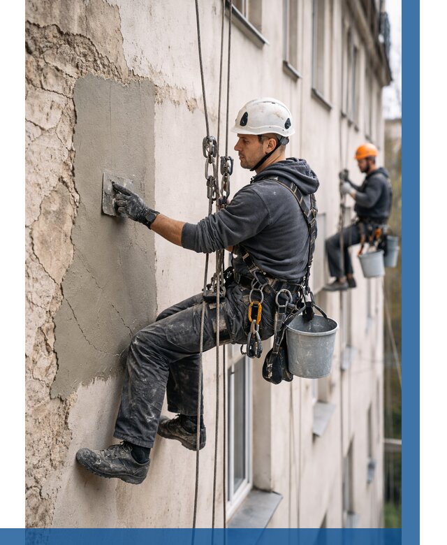 Восстановление штукатурки фасада в Асбесте от 1213 р. | ВЫСОТНИК-Сбс