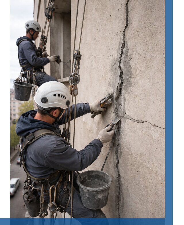 Заделка трещин на фасаде в Асбесте от 910 р. | ВЫСОТНИК-Сбс