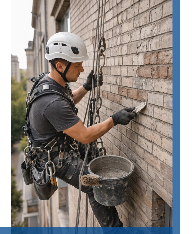 Ремонт кирпичной кладки фасада в Асбесте от 1819 р. | ВЫСОТНИК-Сбс