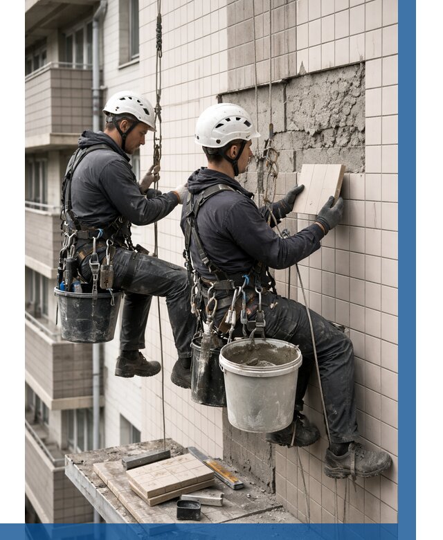 Ремонт облицовки фасада плиткой в Асбесте от 1819 р. | ВЫСОТНИК-Сбс