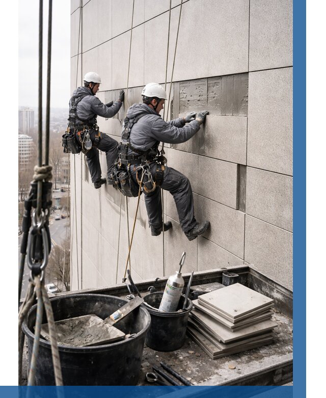 Ремонт фасада из керамогранита в Асбесте от 2527 р. | ВЫСОТНИК-Сбс