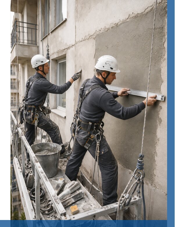 Штукатурка фасада на высоте в Асбесте от 910 р. | ВЫСОТНИК-Сбс