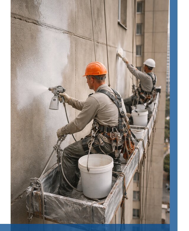 Грунтовка фасада на высоте в Асбесте от 121 р. | ВЫСОТНИК-Сбс