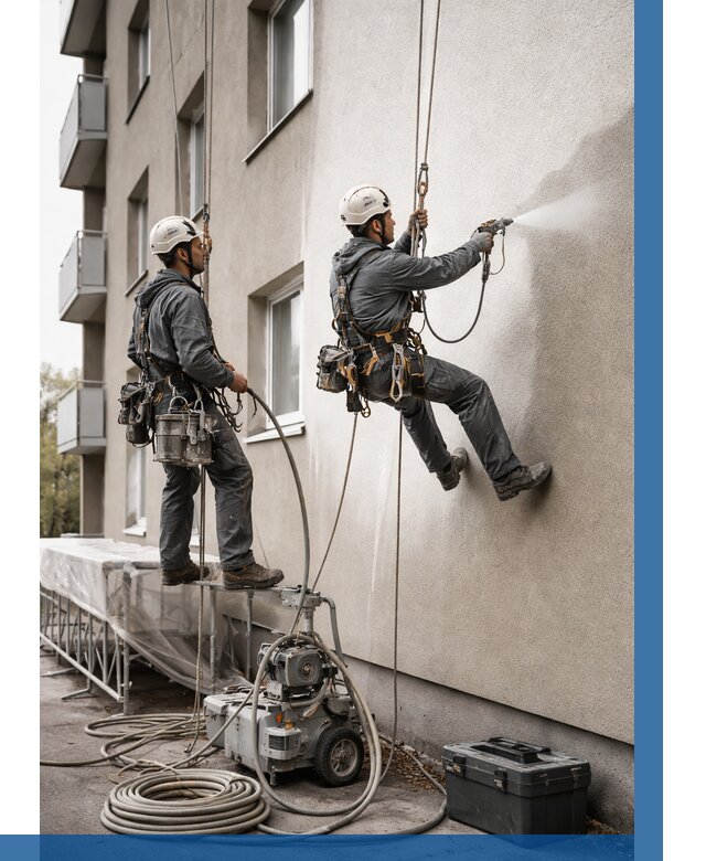 Безвоздушная покраска фасада в Асбесте от 222 р/м² | ВЫСОТНИК-Сбс