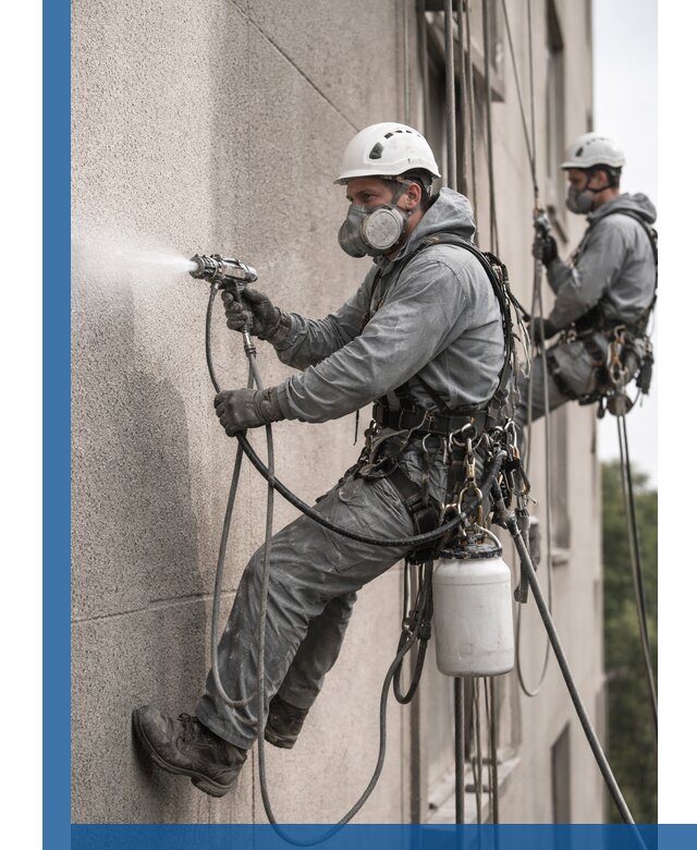 Безвоздушная покраска фасадов зданий в Асбесте профессионально