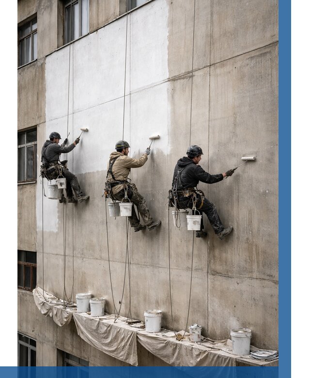 Покраска бетонного фасада в Асбесте от 354 р за м2 | ВЫСОТНИК-Сбс