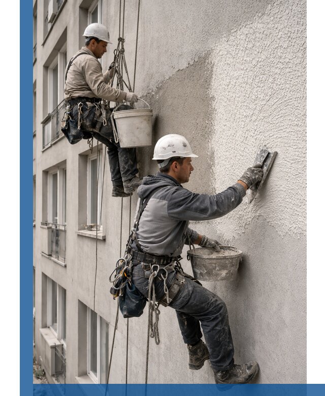 Нанесение декоративной штукатурки короед на фасад в Асбесте