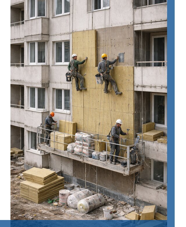 Утепление фасада минватой в Асбесте от 1516 р. | ВЫСОТНИК-Сбс