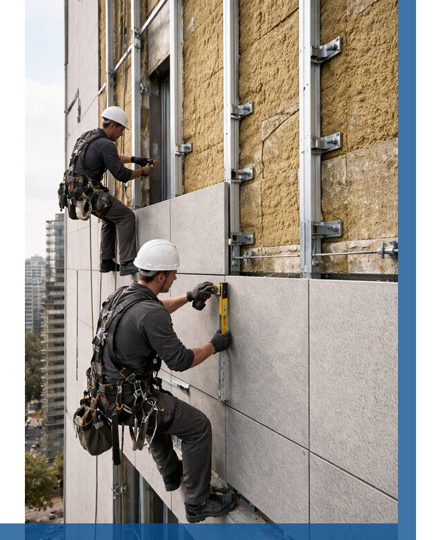 Монтаж вентилируемого фасада в Асбесте от 3537 р. | ВЫСОТНИК-Сбс