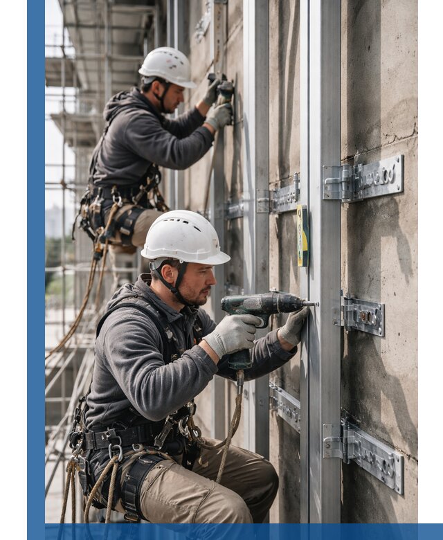 Монтаж и крепление подсистемы вентфасада в Асбесте