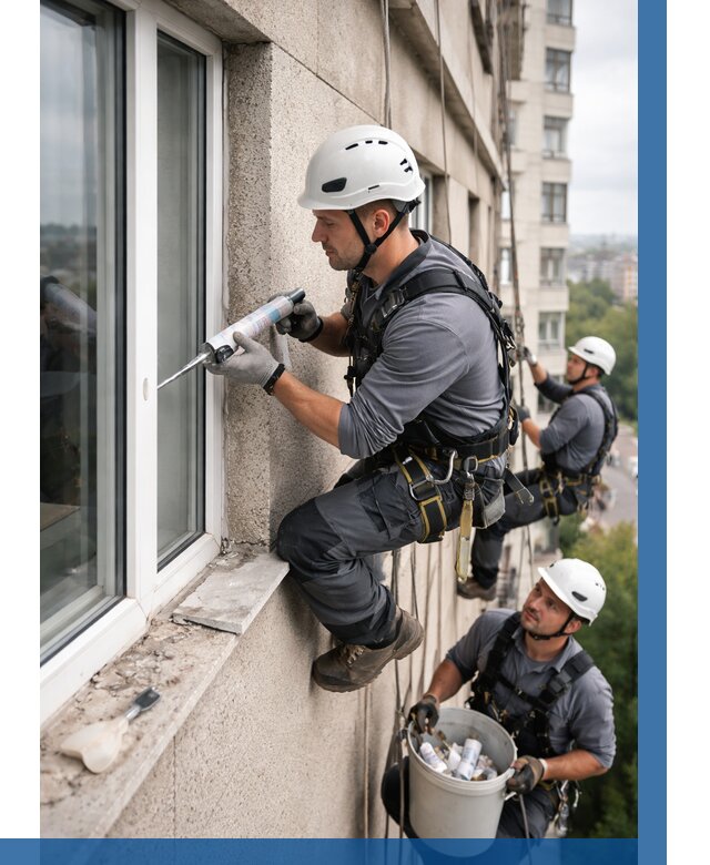 Герметизация оконных швов снаружи в Асбесте от 1516 р. | ВЫСОТНИК-Сбс