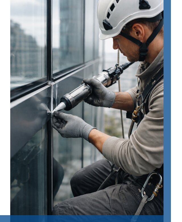 Герметизация стыков витража в Асбесте от 1213 р. | ВЫСОТНИК-Сбс