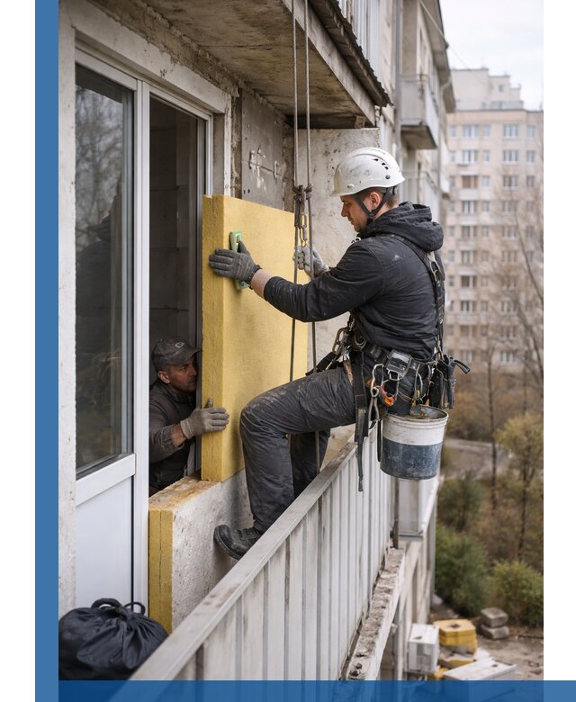 Профессиональное утепление балкона снаружи в Асбесте под ключ