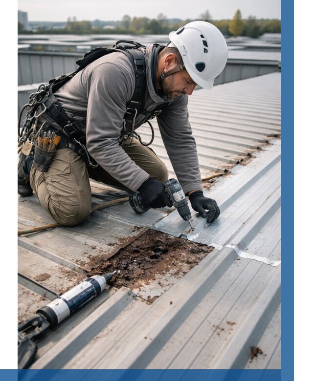 Ремонт профнастила на кровле в Асбесте от 707 р. | ВЫСОТНИК-Сбс