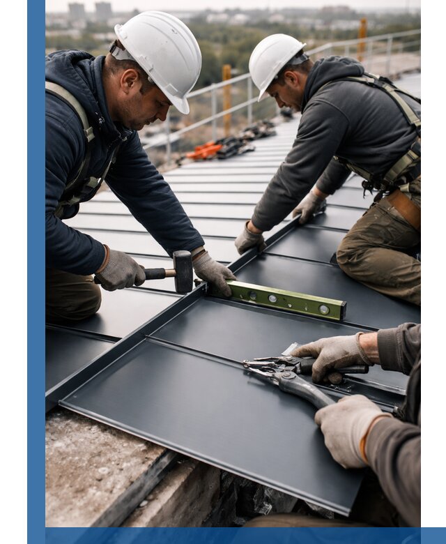 Монтаж фальцевой кровли в Асбесте для промышленных зданий