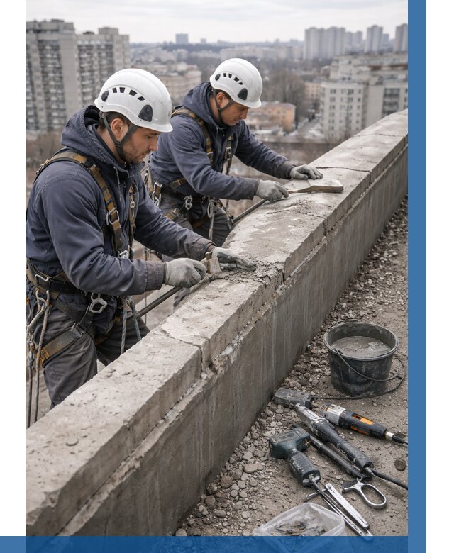 Ремонт парапета на кровле в Асбесте от 1516 р. | ВЫСОТНИК-Сбс