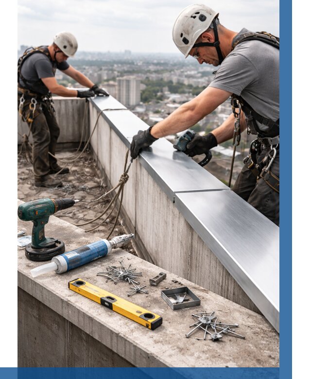 Монтаж парапетных крышек в Асбесте от 809 р. | ВЫСОТНИК-Сбс