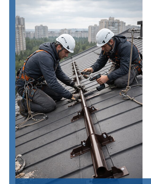 Монтаж снегозадержателей на кровле зданий в Асбесте под ключ