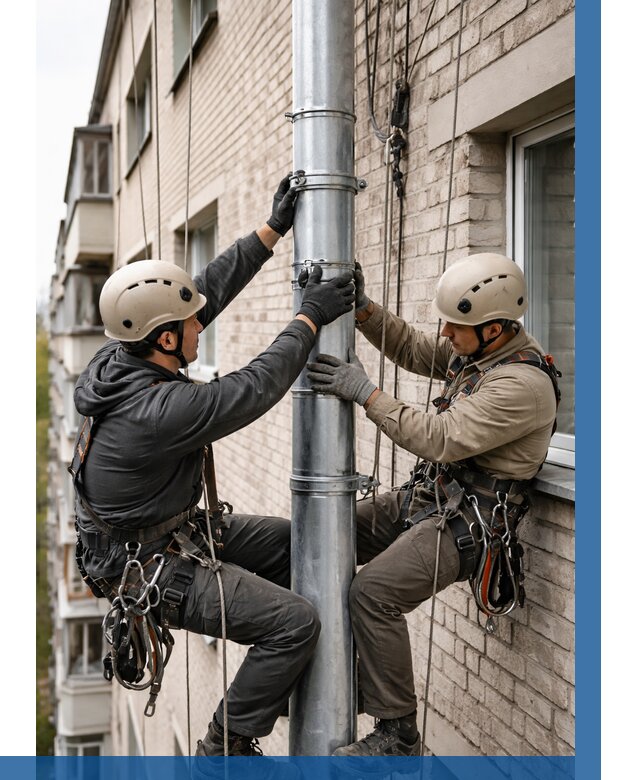 Замена водосточных труб в Асбесте от 6570 р. | ВЫСОТНИК-Сбс