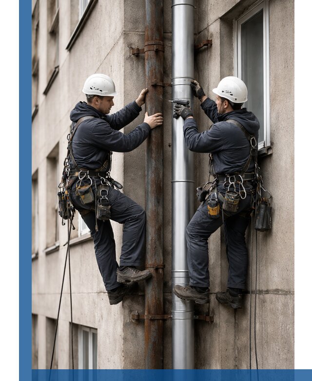 Замена водосточных труб в Асбесте: монтаж и демонтаж под ключ