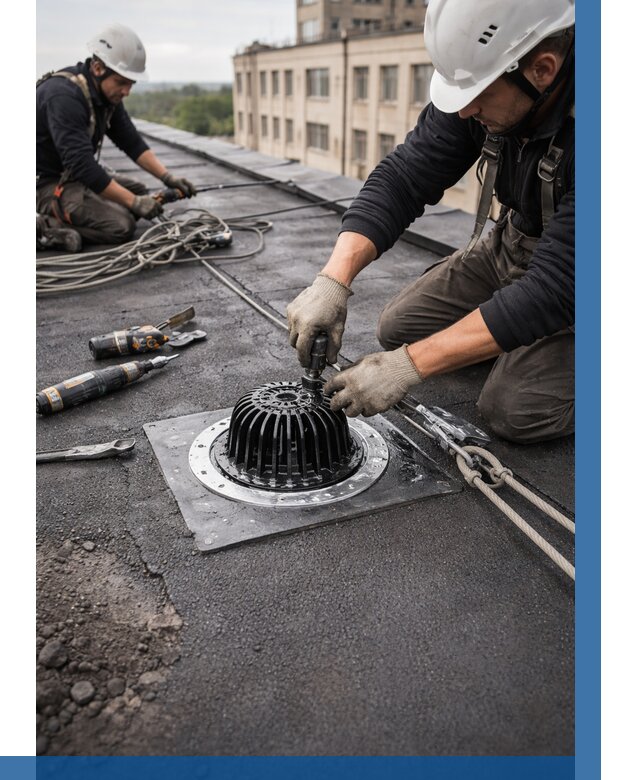 Установка водосточных воронок в Асбесте цена от 3537 р. | ВЫСОТНИК-Сбс