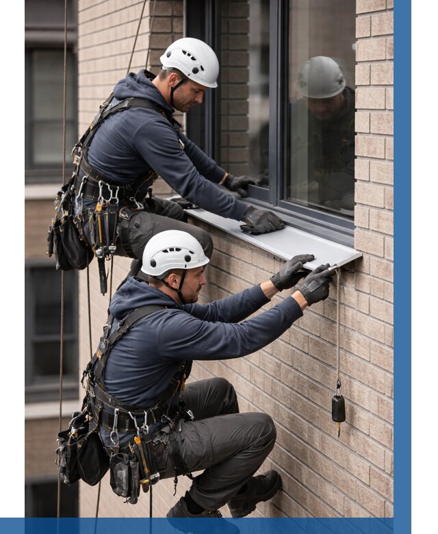 Монтаж оконных отливов под ключ в Асбесте от 3537 р. | ВЫСОТНИК-Сбс