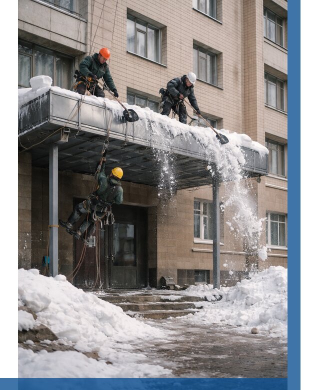 Очистка козырьков от снега в Асбесте от 3537 р. | ВЫСОТНИК-Сбс