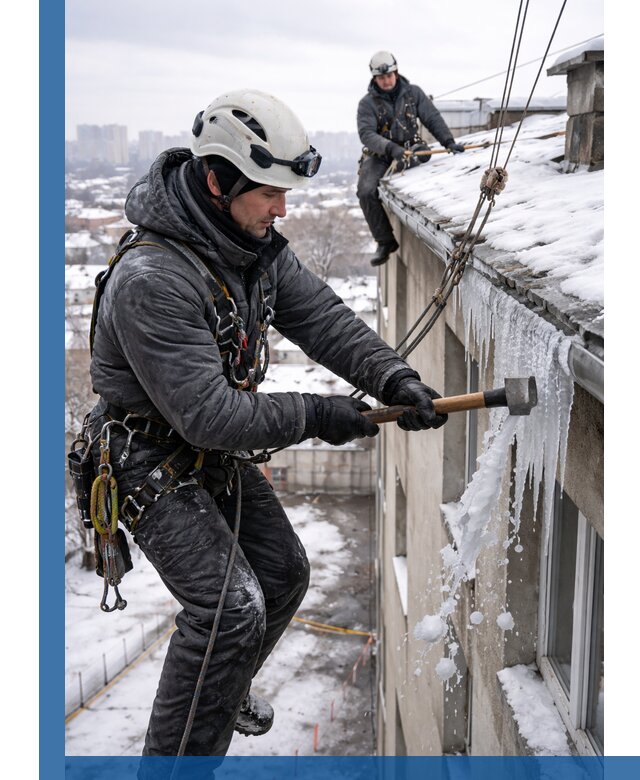 Сбивание и удаление сосулек с крыши в Асбесте безопасно