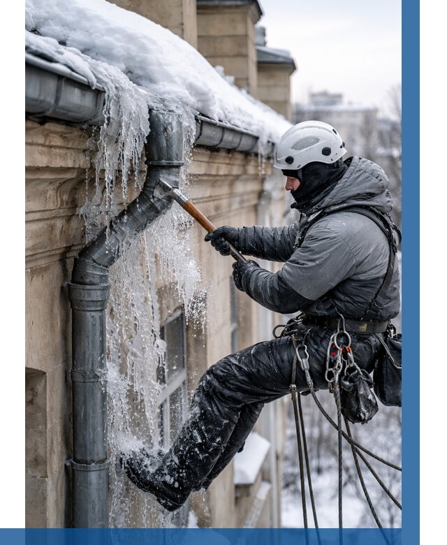 Очистка водостоков от льда в Асбесте от 3537 р. | ВЫСОТНИК-Сбс