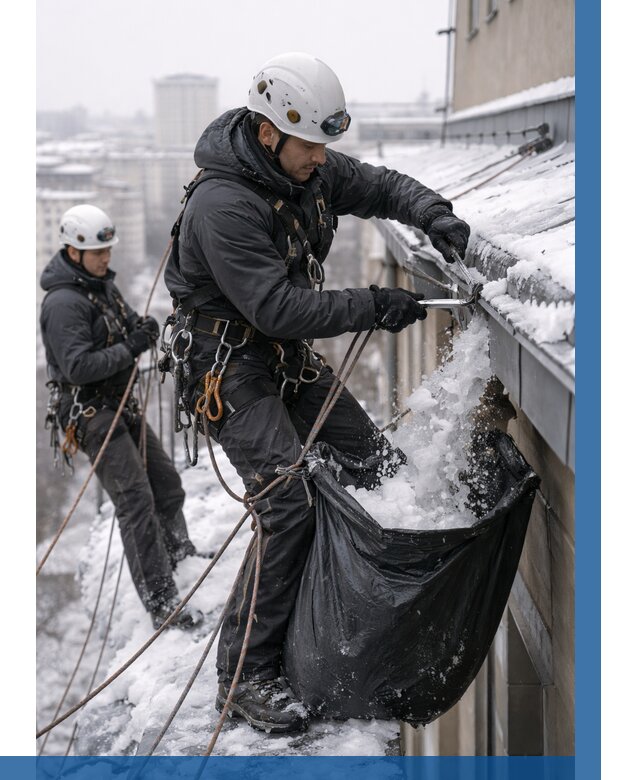 Аварийная очистка крыши в Асбесте под ключ от 303 р. | ВЫСОТНИК-Сбс