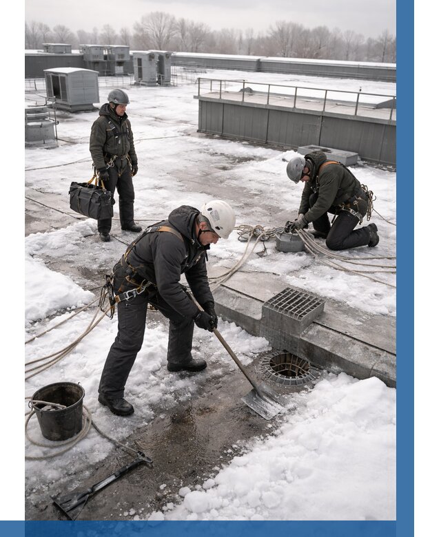 Абонентское обслуживание кровли зимой в Асбесте от 8086 р. | ВЫСОТНИК-Сбс