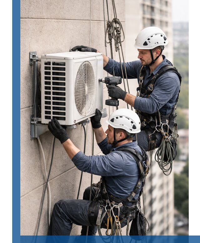 Монтаж внешнего блока кондиционера в Асбесте установка и крепление