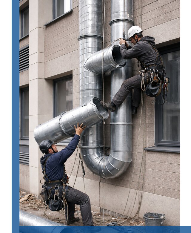 Монтаж фасадных воздуховодов в Асбесте с герметизацией и крепежом