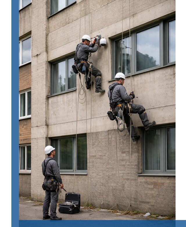 Монтаж фасадных камер видеонаблюдения в Асбесте под ключ