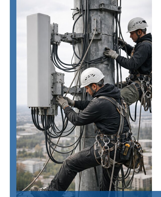 Монтаж оборудования связи на мачте в Асбесте с пусконаладкой