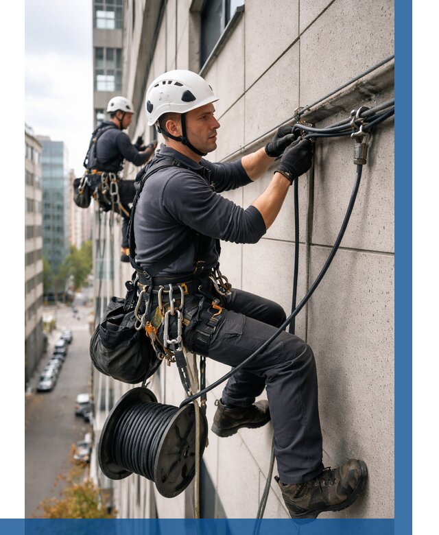 Прокладка кабеля по фасаду в Асбесте от 354 р. | ВЫСОТНИК-Сбс