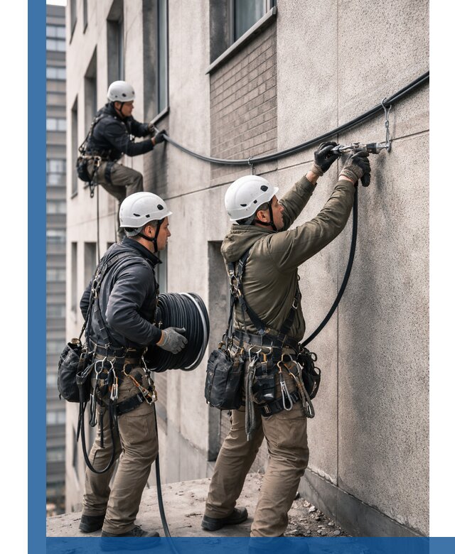 Прокладка кабеля по фасаду в Асбесте, профессиональный монтаж