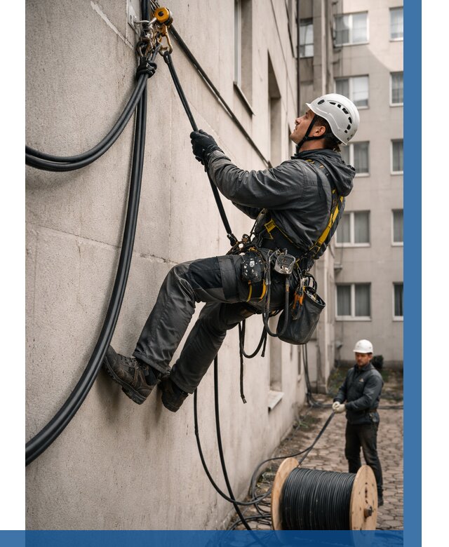 Протяжка кабеля питания на высоте в Асбесте от 455 р. | ВЫСОТНИК-Сбс