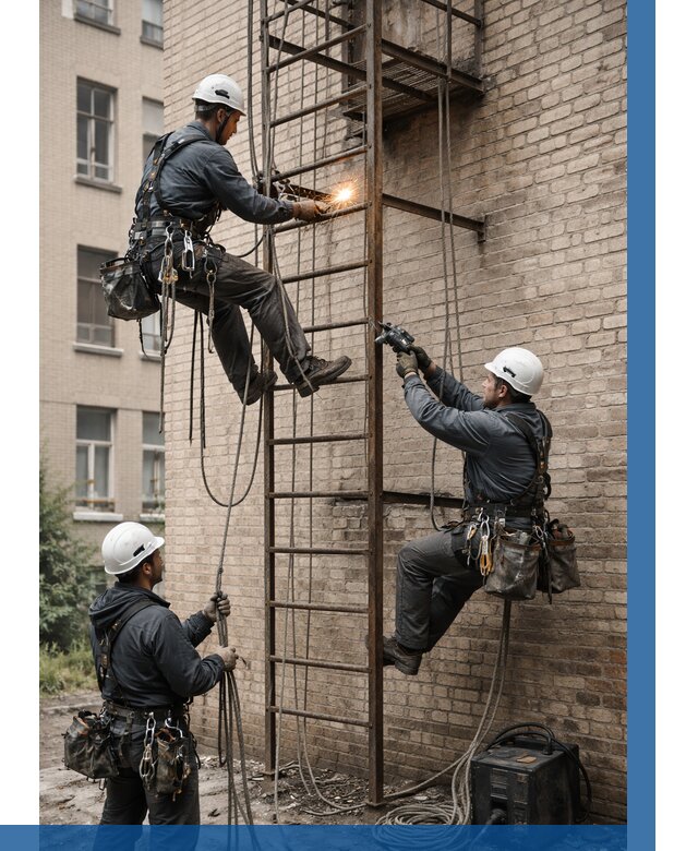 Ремонт пожарной лестницы в Асбесте от 7580 р. | ВЫСОТНИК-Сбс