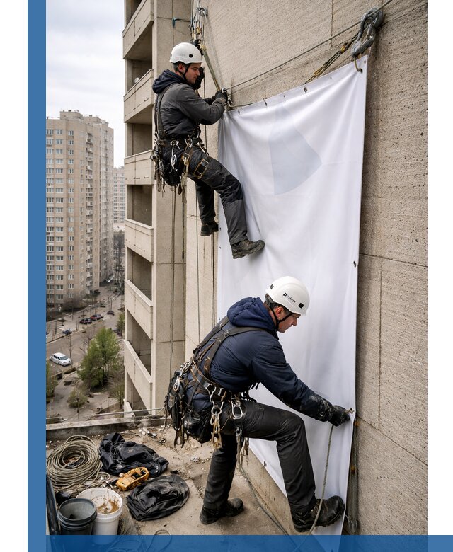 Профессиональный монтаж баннеров на фасаде в Асбесте