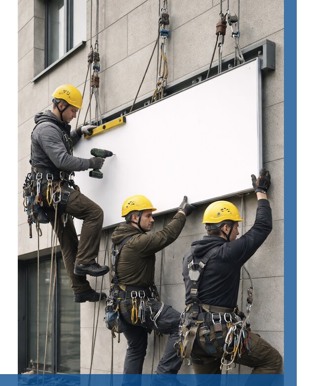 Монтаж рекламной вывески в Асбесте от 8086 р. | ВЫСОТНИК-Сбс