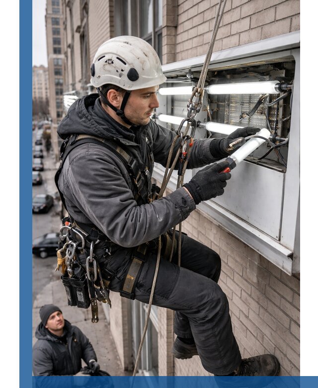 Профессиональная замена ламп в наружной вывеске в Асбесте