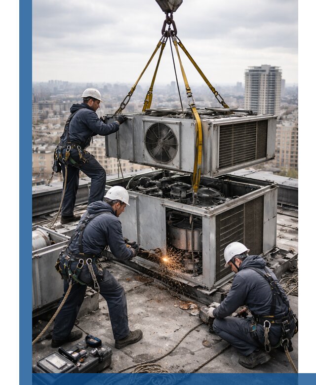 Демонтаж крышной установки в Асбесте любой сложности