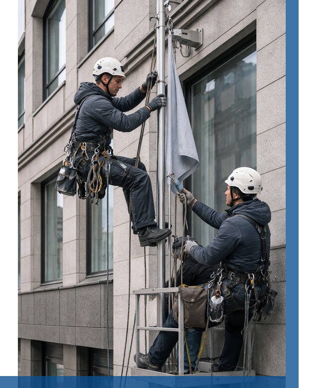 Установка флагов на фасаде в Асбесте от 4548 р. | ВЫСОТНИК-Сбс