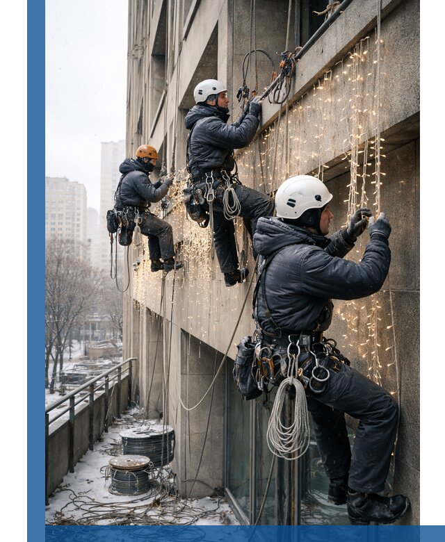 Монтаж новогодней иллюминации и украшение фасадов в Асбесте